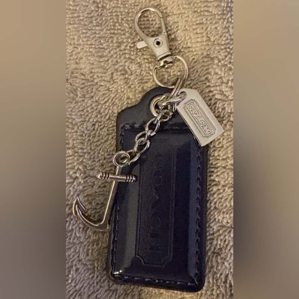 NOT FOR SALE Coach Navy/Metal bag tag with added fashion Anchor Charm and clasp - Picture 2 of 4